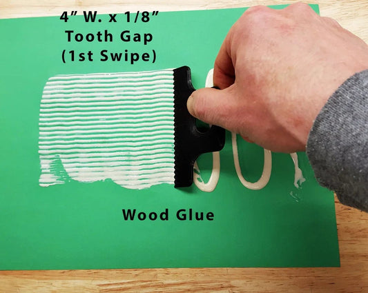 Ergonomic Wood Glue Spreader - 4" and 6" Widths, Multiple Teeth Options, Lightweight & Durable for Woodworking Tasks - Pack of 6