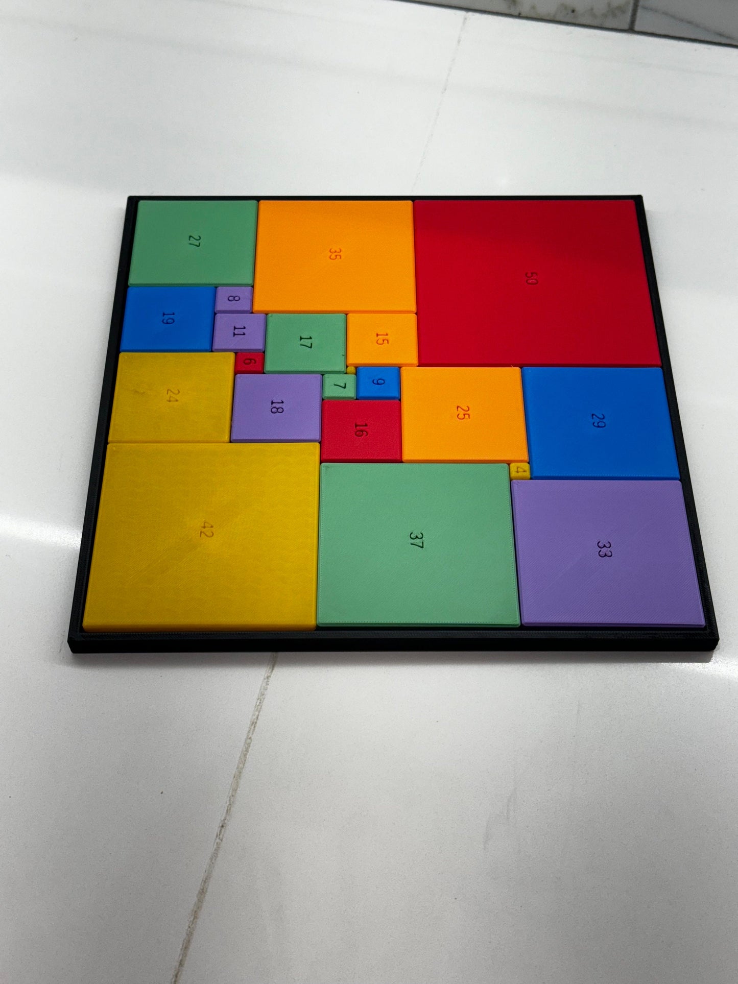 Squared Square Puzzle for Adults & Kids - Challenging Math Puzzle Brain Teaser - Educational Game for Teachers, Students Puzzle Lovers
