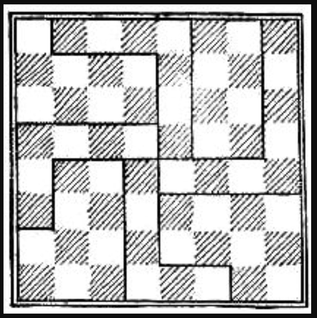 Checkerboard Dissection Puzzle - Battle Royale by Sam Loyd