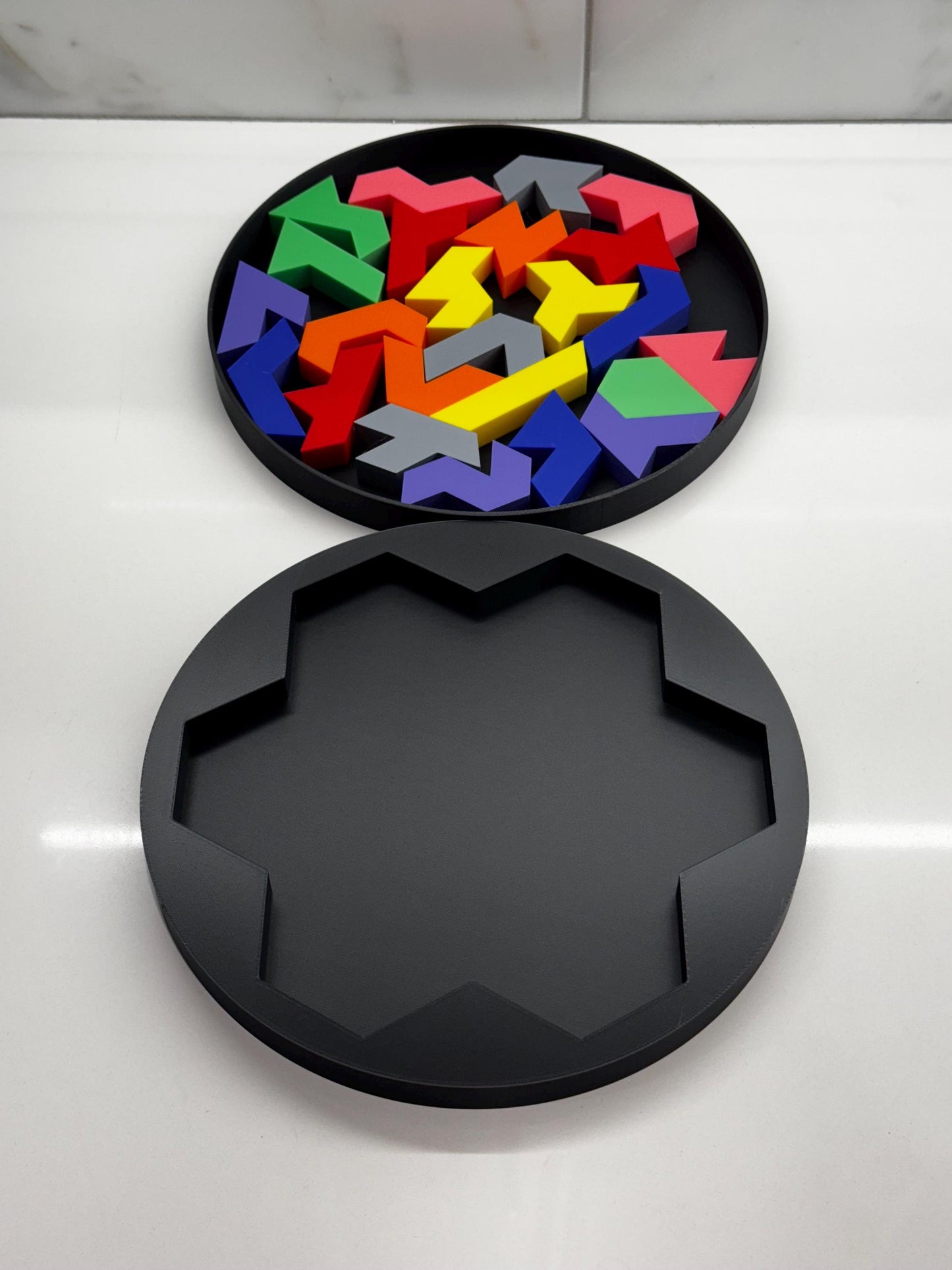 3D Printed Heptiamonds Puzzle with Box - Challenging Brain Teaser, Unique Gift, Fun for All Ages, Educational Toy