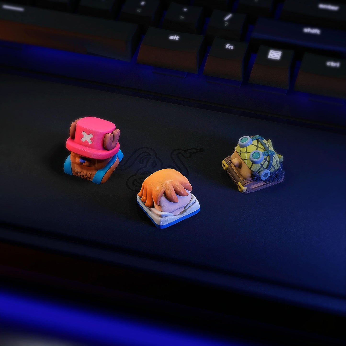 Handmade Inspired By Anime Keycaps - Usopp, Nami, Chopper for Cherry MX - Custom Artisan - Perfect Anime Fan Gift