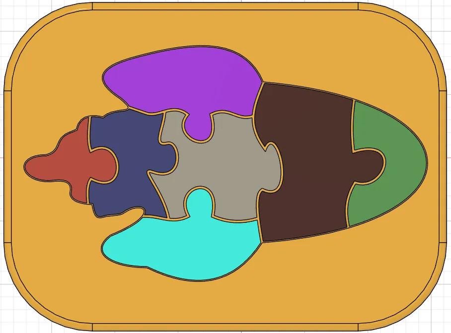 Rocket Shape Puzzle for Kids - Motor Skills Development and Shape Orientation - Fun & Decorative Insertion Puzzle - 3D Printed