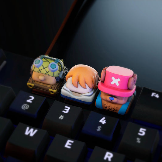 Handmade Inspired By Anime Keycaps - Usopp, Nami, Chopper for Cherry MX - Custom Artisan - Perfect Anime Fan Gift