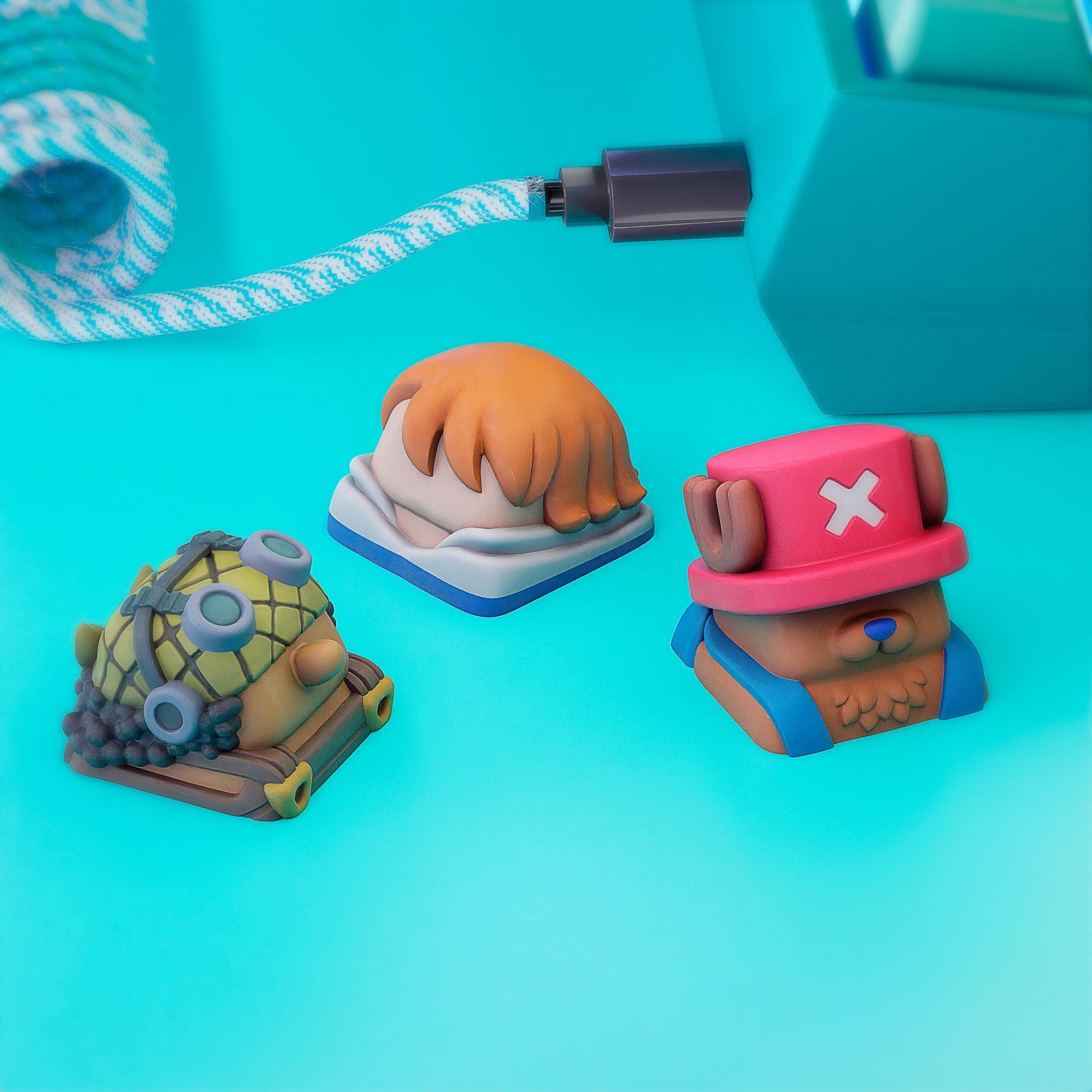 Handmade Inspired By Anime Keycaps - Usopp, Nami, Chopper for Cherry MX - Custom Artisan - Perfect Anime Fan Gift