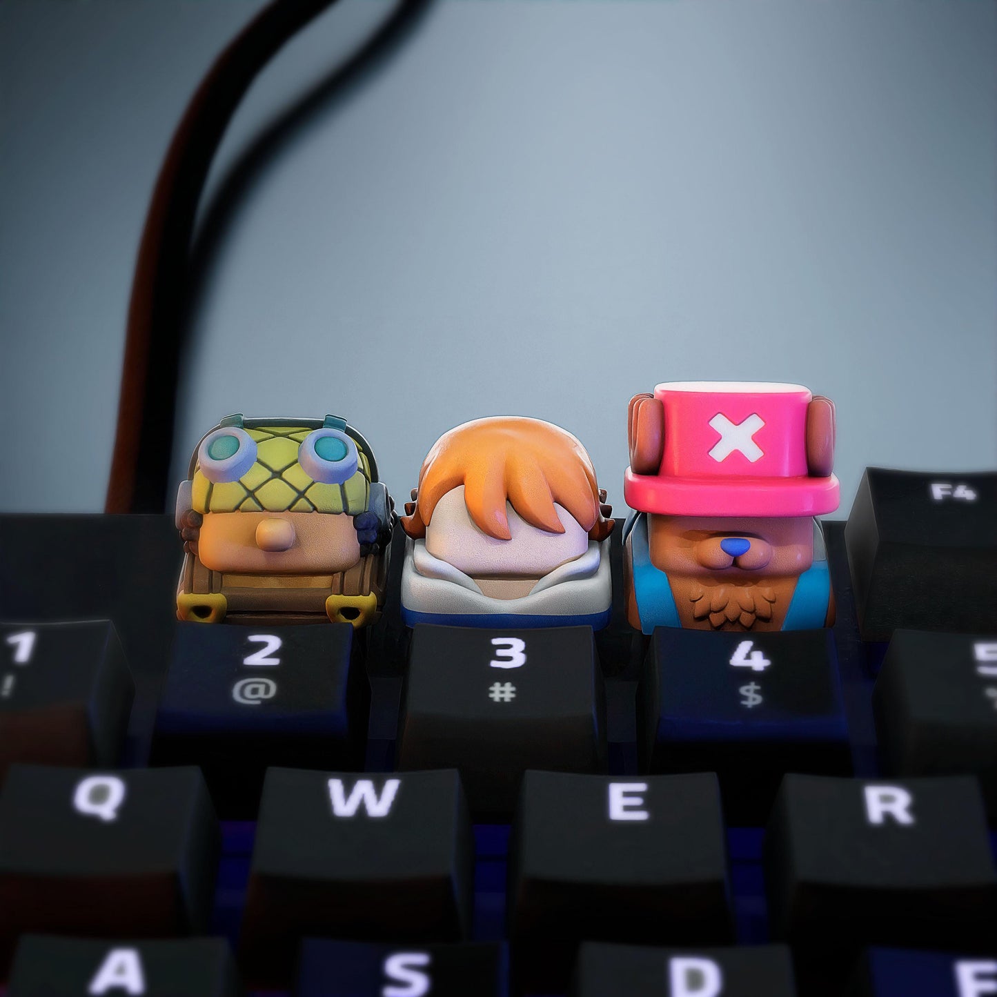 Handmade Inspired By Anime Keycaps - Usopp, Nami, Chopper for Cherry MX - Custom Artisan - Perfect Anime Fan Gift