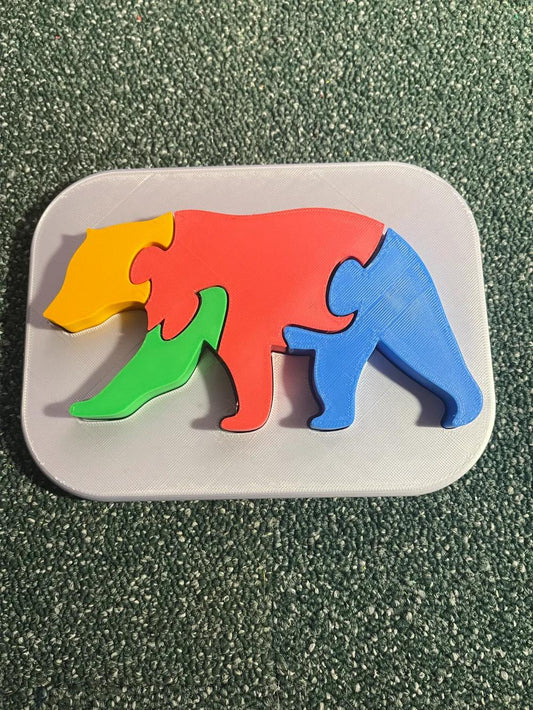 Bear Shape Puzzle for Kids - Motor Skills Development and Shape Orientation - Fun & Decorative Insertion Puzzle - 3D Printed
