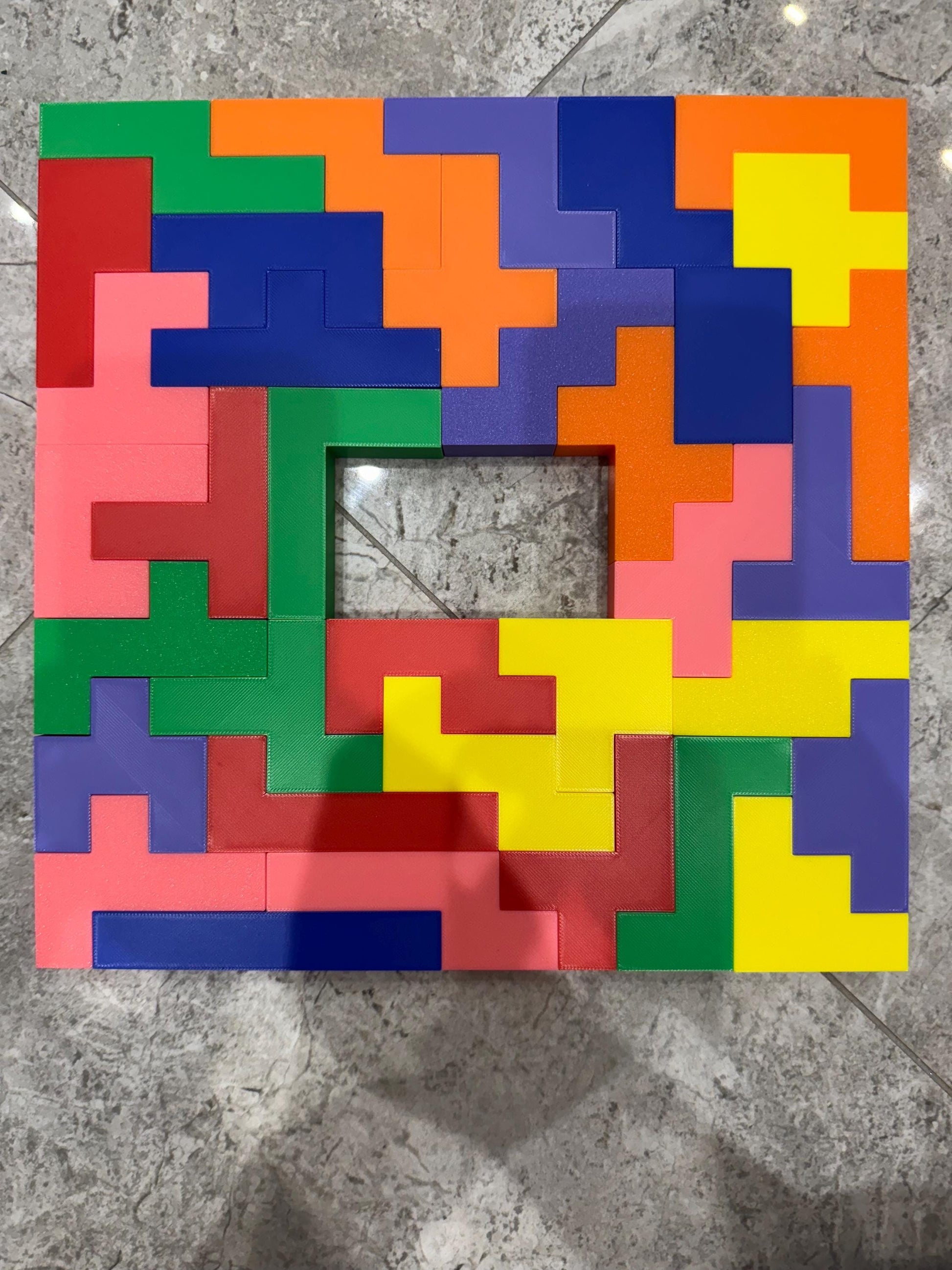 Heptomino Puzzle - 108 Unique 3D Printed Pieces, Fun Mind Challenge Gift for Kids & Teachers, Create Unique Shapes