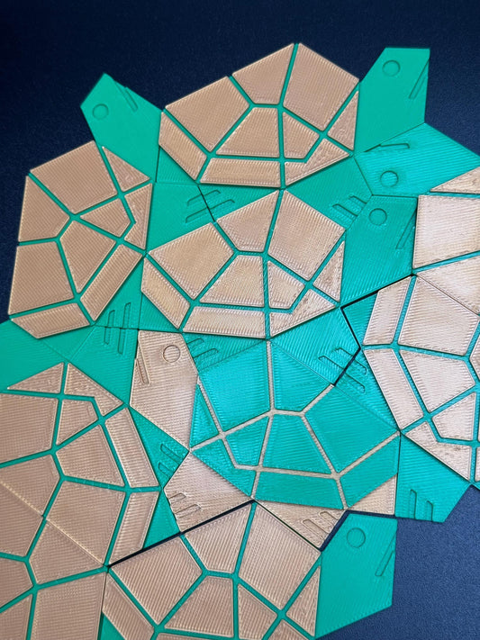 Turtle Aperiodic Monotile Puzzle - 3D Printed Learning Patterns for Teachers, Students & Kids - 57 Pieces to Explore New Skills