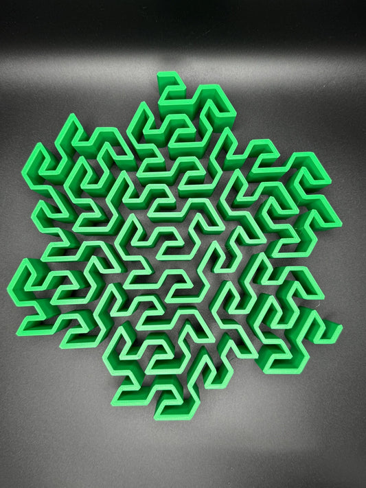 Gosper Curve Puzzle - Fractal Art for Home Décor, Unique Mathematical Gift, Educational Toy & Brain Teaser for Adults and Kids - 3D Printed