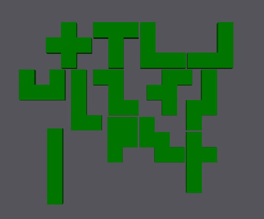 Pentomino Puzzle - 12 Unique 3D Printed Pieces, Fun Mind Challenge Gift for Kids & Teachers, Create Unique Shapes