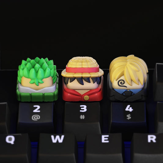 Handmade Anime Keycaps - Monkey, Zoro, Sanji for Cherry MX - Custom Artisan - Perfect Anime Fan Gift