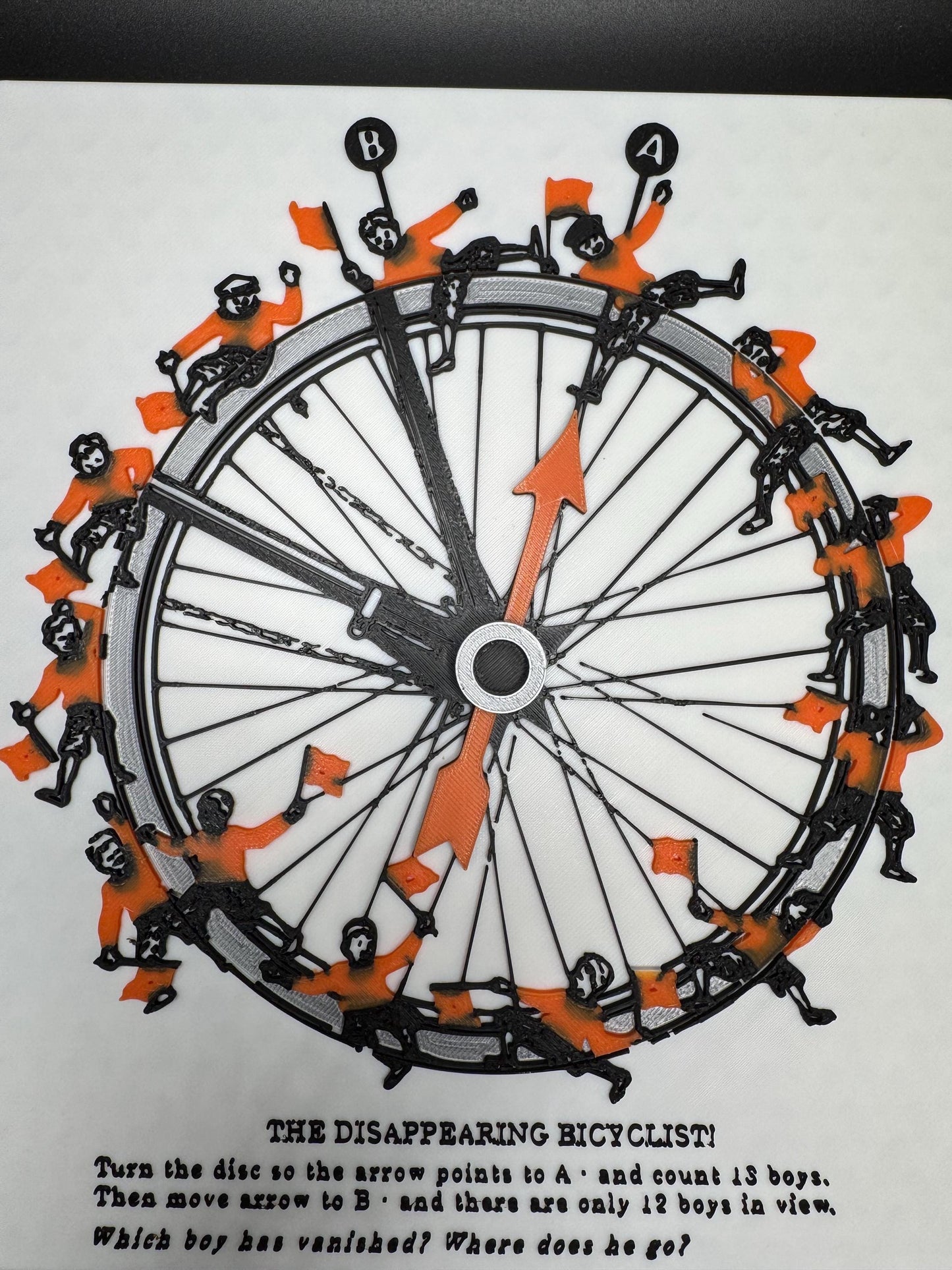Disappearing Bicyclist Puzzle: Vintage Optical Illusion Puzzle by Sam Loyd, High Quality 3D Print, Fun & Engaging for All Ages