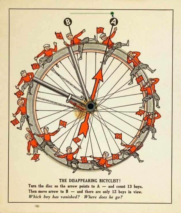 Disappearing Bicyclist Puzzle: Vintage Optical Illusion Puzzle by Sam Loyd, High Quality 3D Print, Fun & Engaging for All Ages
