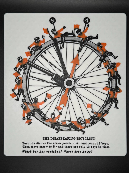 Disappearing Bicyclist Puzzle: Vintage Optical Illusion Puzzle by Sam Loyd, High Quality 3D Print, Fun & Engaging for All Ages