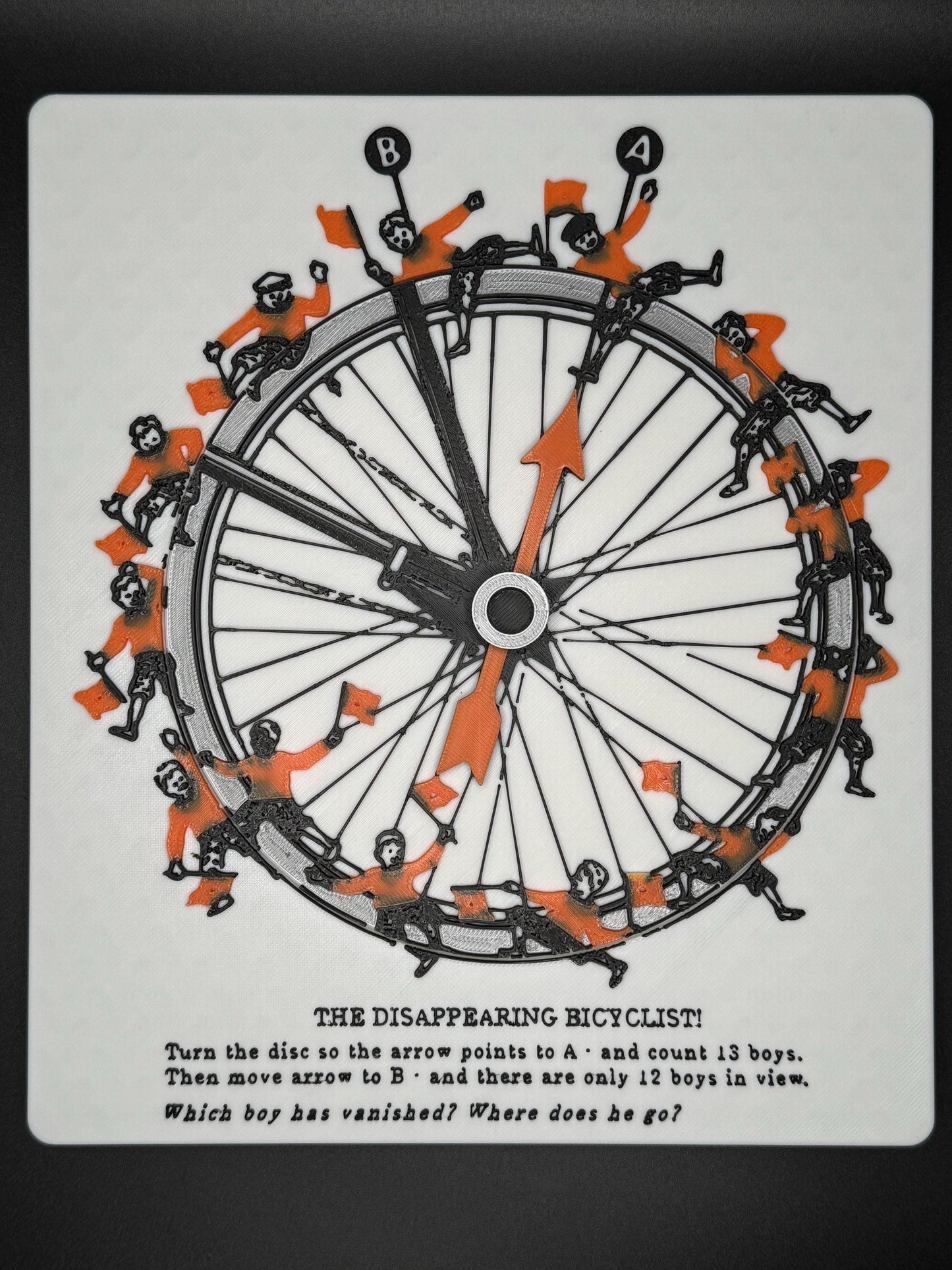 Disappearing Bicyclist Puzzle: Vintage Optical Illusion Puzzle by Sam Loyd, High Quality 3D Print, Fun & Engaging for All Ages
