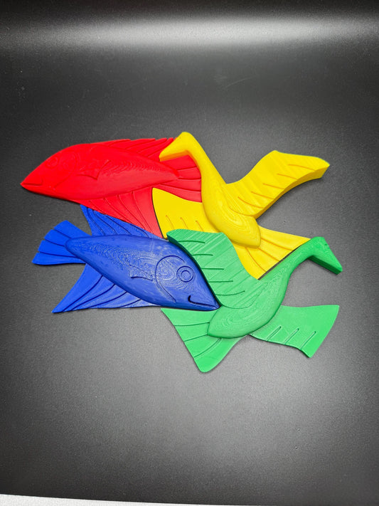 Escher's Birds and Fish Tessellation Print | Art Print Decor | Unique Wall Art | Home Decor | Geometric Patterns & Design