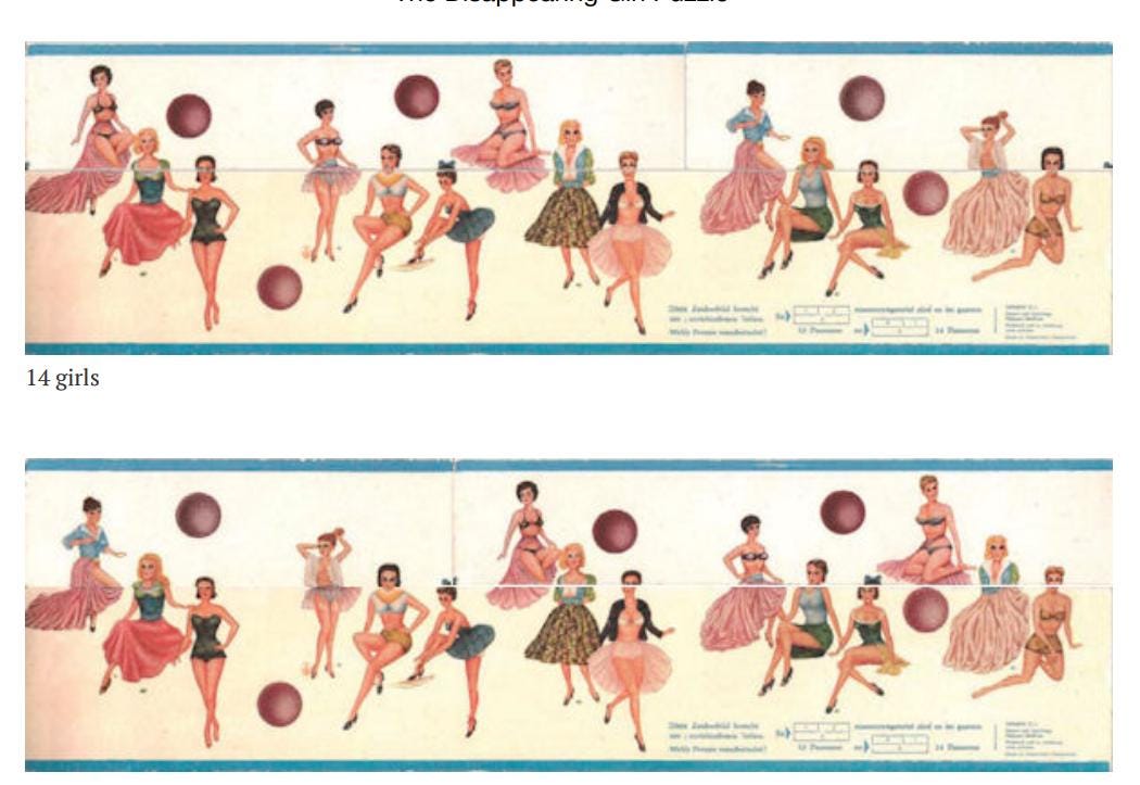 Disappearing Girl Puzzle - Classic Recreation of German Optical Illusion, 15 or 14 Girls? Fun Challenge & Great Gift for Puzzle Lovers!