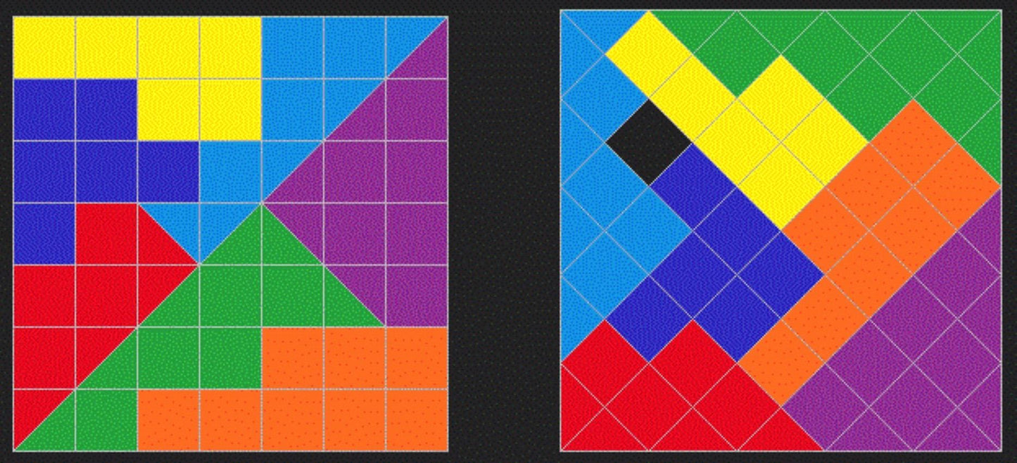 Disappearing Square Puzzle Version 3 - Vintage Modern Design, Fun Brain Teaser, Fits Perfectly, Challenging Family Game
