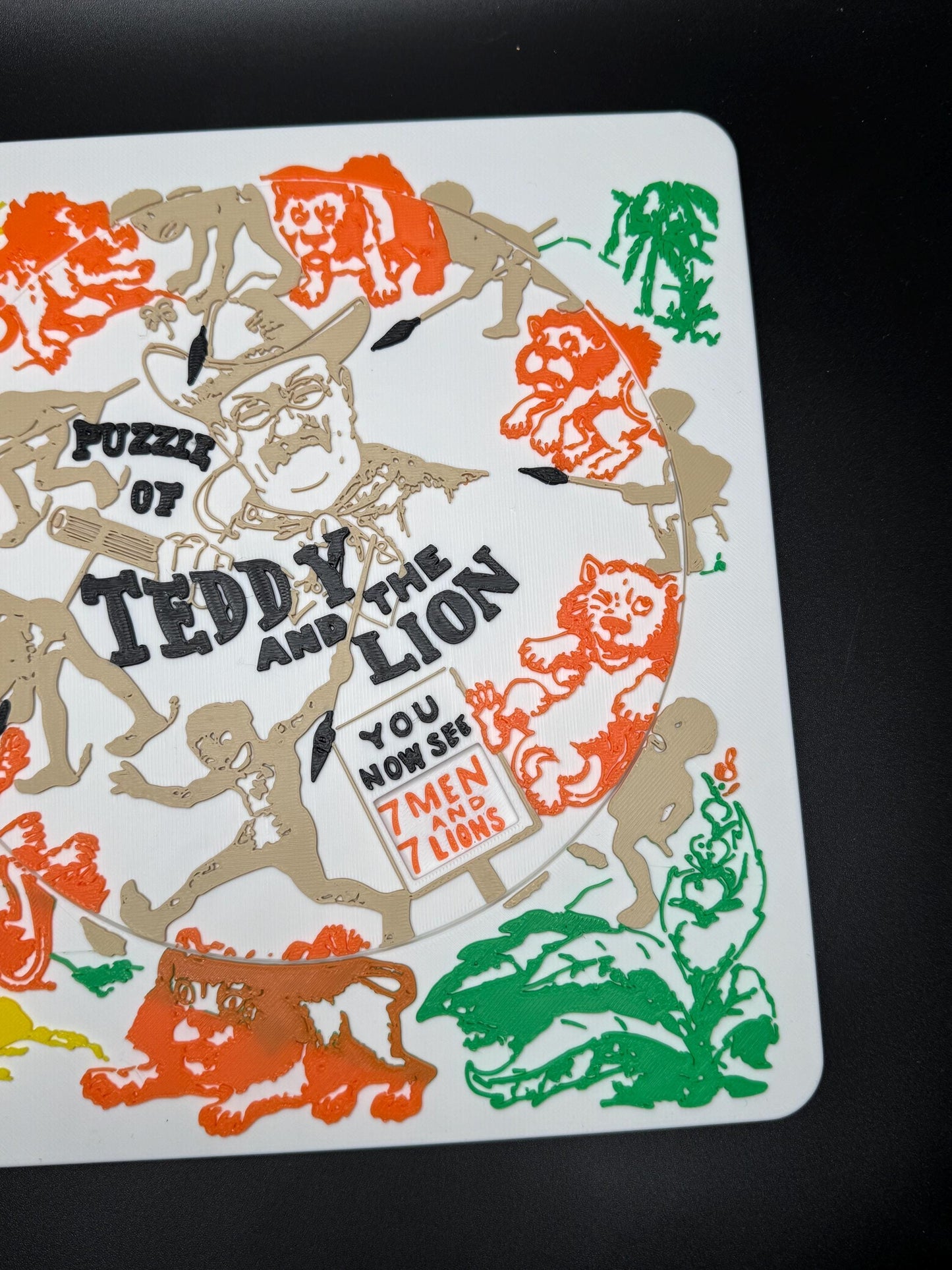 Teddy and the Lion Puzzle - Classic 1909 Optical Illusion, Sam Loyd Recreation, Unique Home Décor & Gift Idea