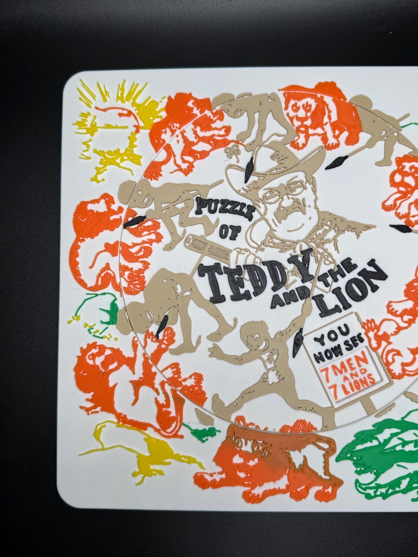 Teddy and the Lion Puzzle - Classic 1909 Optical Illusion, Sam Loyd Recreation, Unique Home Décor & Gift Idea