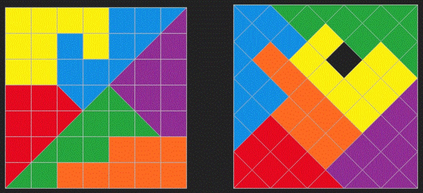 Disappearing Square Puzzle Version 1 - Vintage Modern Design, Fun Brain Teaser, Fits Perfectly, Challenging Family Game