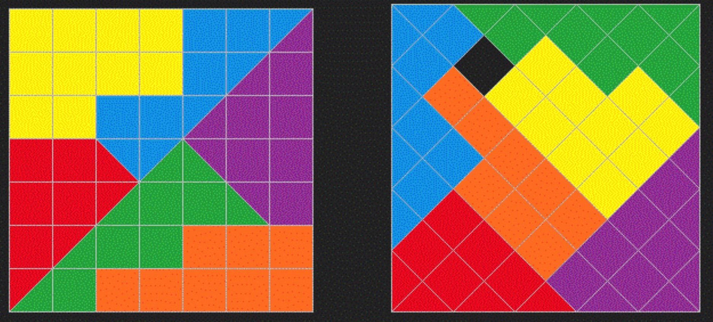 Disappearing Square Puzzle Version 2 - Vintage Modern Design, Fun Brain Teaser, Fits Perfectly, Challenging Family Game