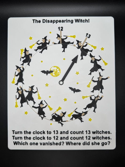 Disappearing Witch Puzzle - Count the Witches! 12 or 13? Fun Family Game with Hidden Objects & Brain Teaser Based on Disappearing Bicyclist