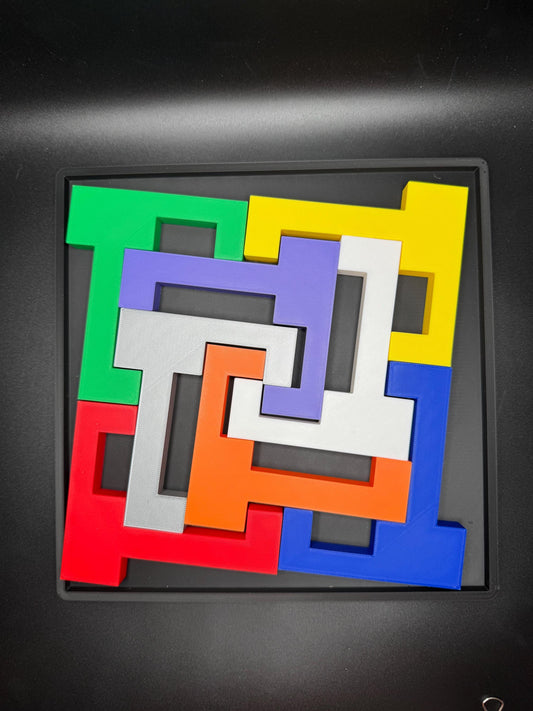 L Shaped 8 Piece Vintage Puzzle - Brain Teaser for All Ages, Fun & Educational Activity, Unique Gift Idea