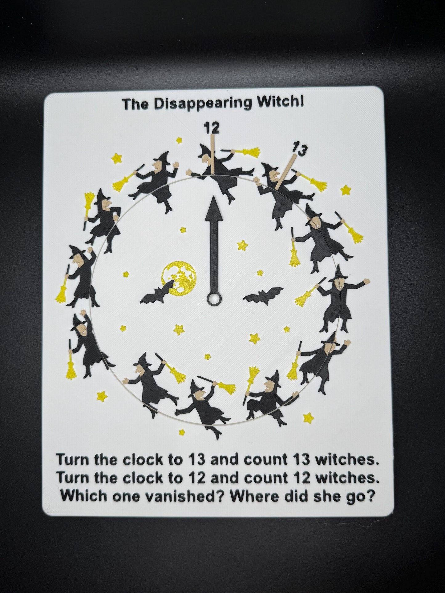 Disappearing Witch Puzzle - Count the Witches! 12 or 13? Fun Family Game with Hidden Objects & Brain Teaser Based on Disappearing Bicyclist