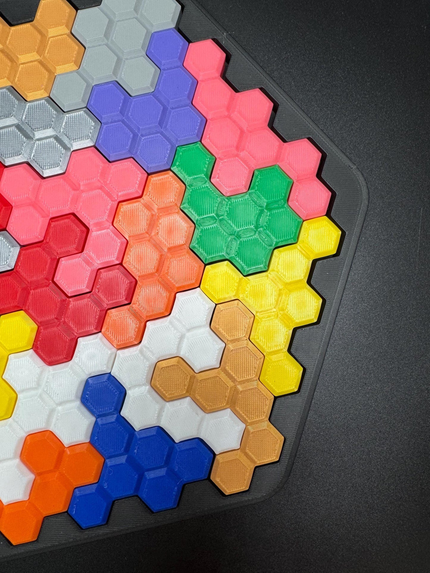 Hexagon Puzzle Brain Teaser - Difficult 3D Printed Puzzle, Brain Teaser for All Ages, 22 Unique Pieces & Hexagon Base - Large 255x225mm Game