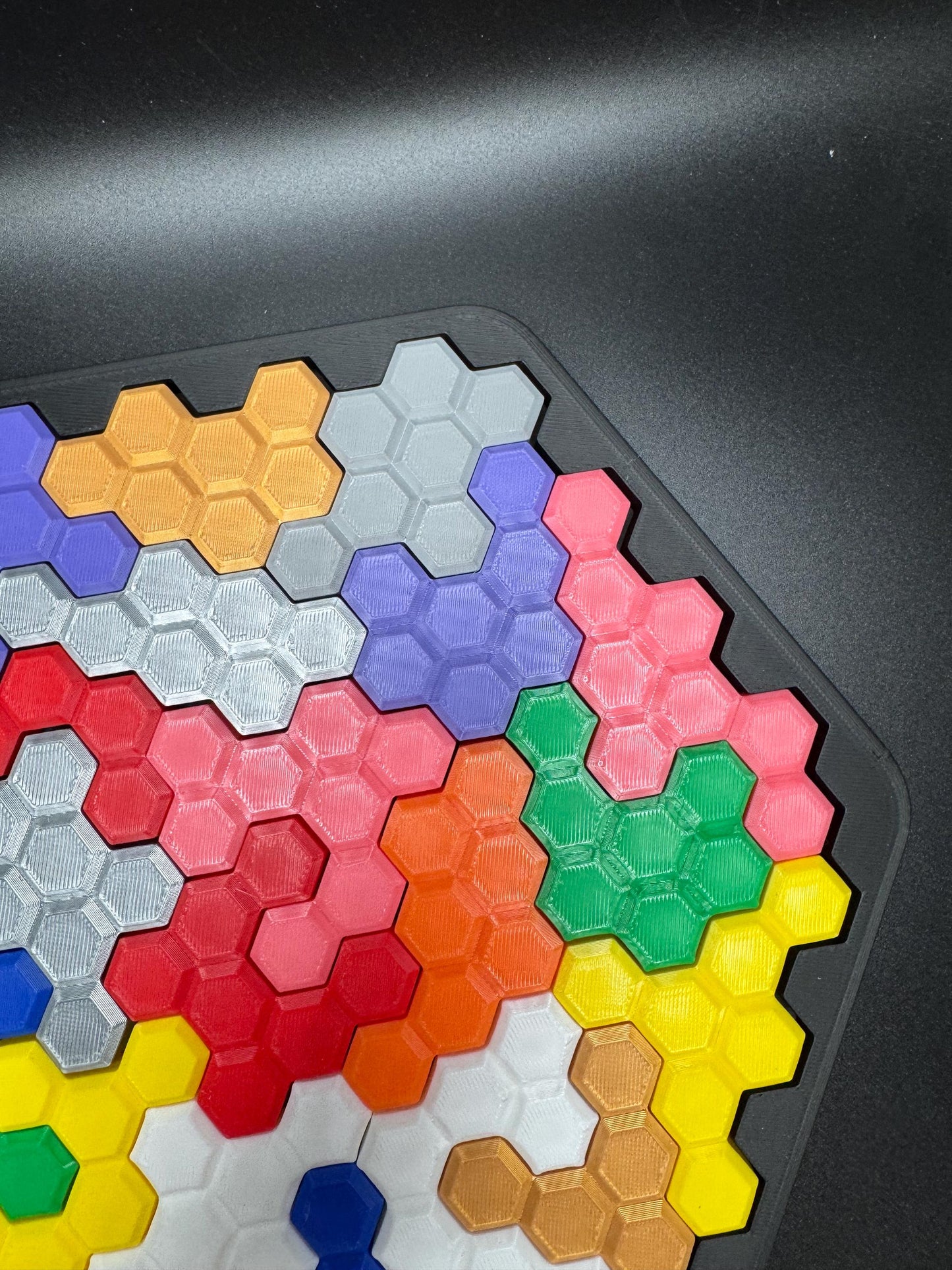 Hexagon Puzzle Brain Teaser - Difficult 3D Printed Puzzle, Brain Teaser for All Ages, 22 Unique Pieces & Hexagon Base - Large 255x225mm Game