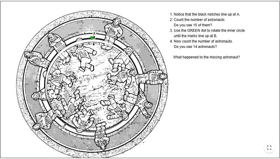 The Missing Astronaut Puzzle - Classic Optical Illusion, Unique Home Décor & Gift Idea, 14 or 15 Astronauts?