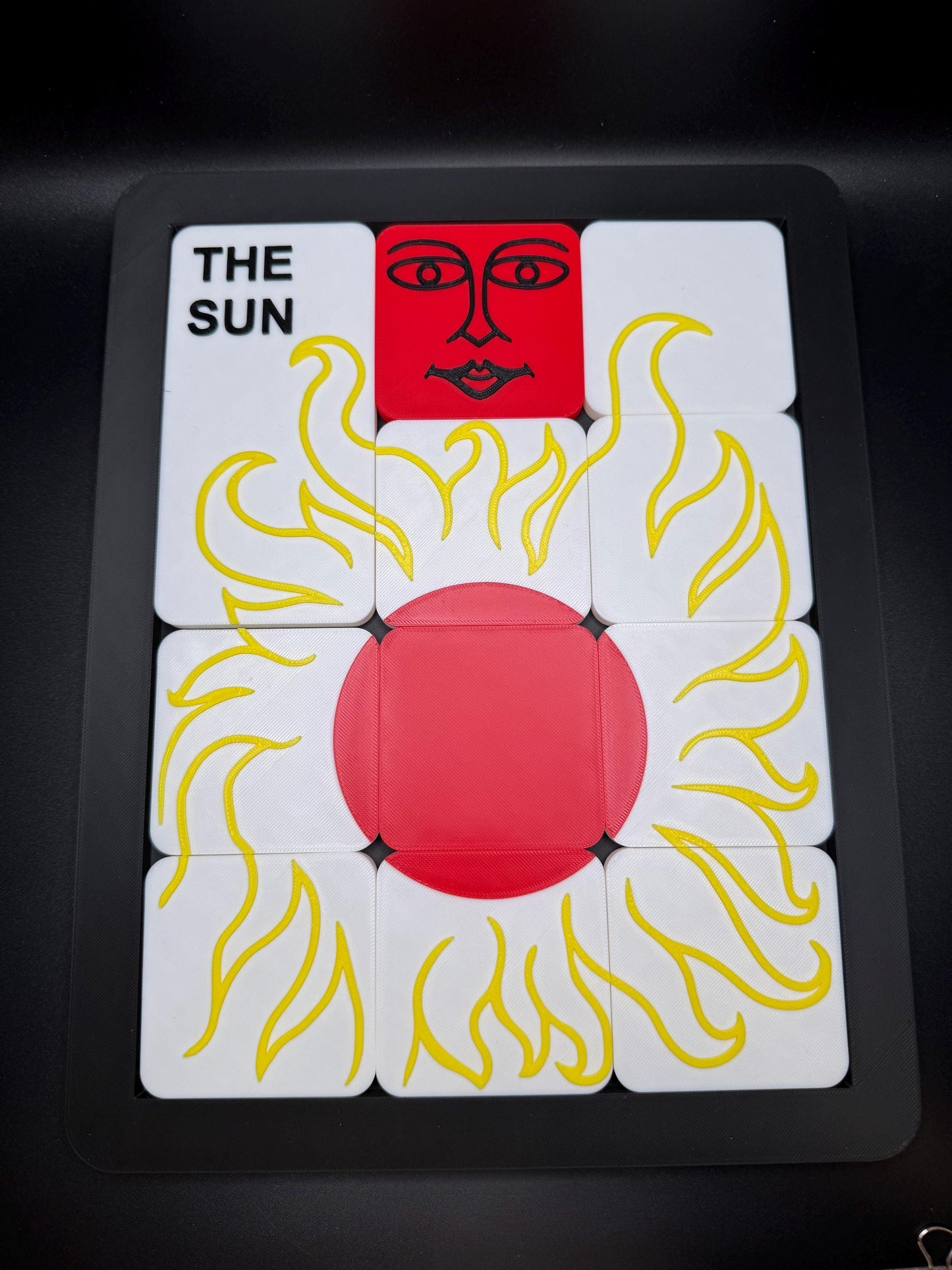 The Sun Sliding Puzzle - Large 3D Printed Puzzle, Interactive Sliding Piece Challenge, Get the Sun Square In The Middle, Mind Teasing Fun