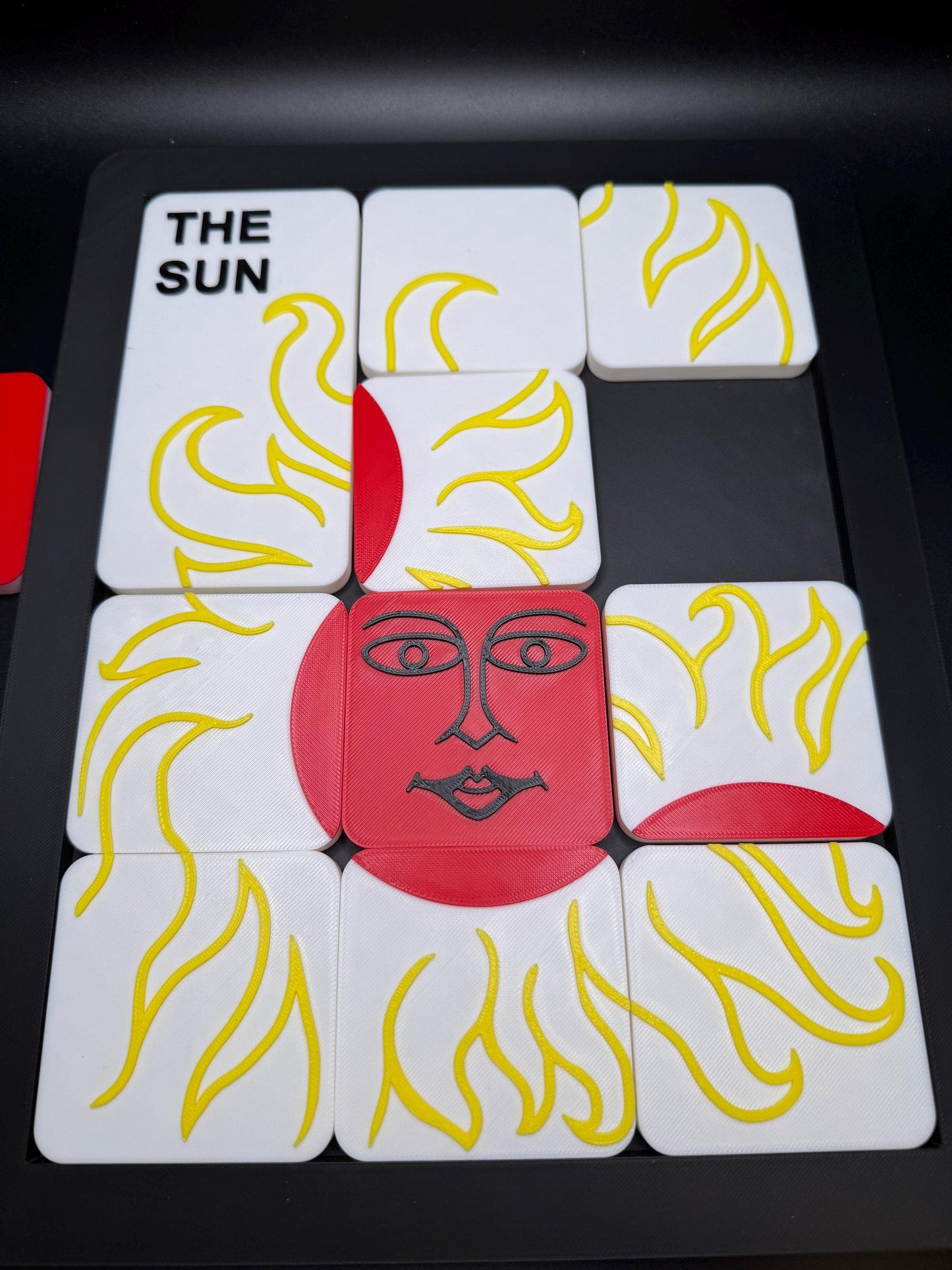 The Sun Sliding Puzzle - Large 3D Printed Puzzle, Interactive Sliding Piece Challenge, Get the Sun Square In The Middle, Mind Teasing Fun