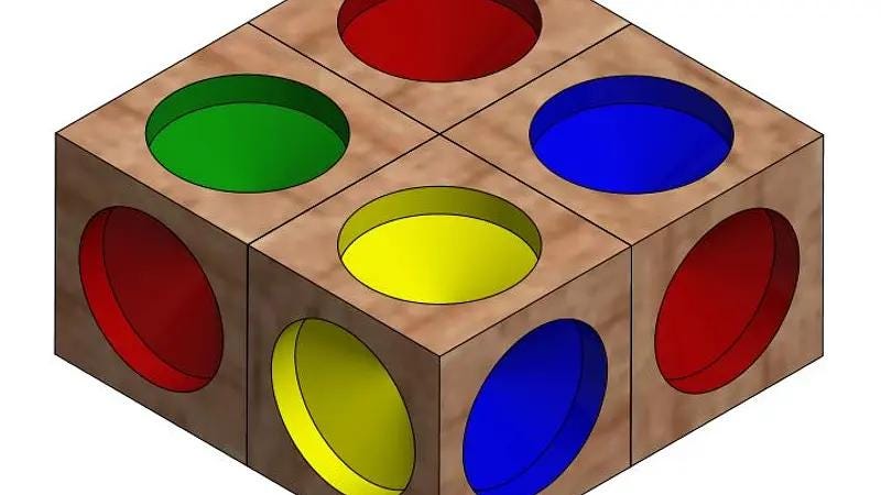 Instant Insanity Puzzle for All Ages - Fun & Engaging Gift Idea for Puzzle Lovers - 3D Printed Puzzle