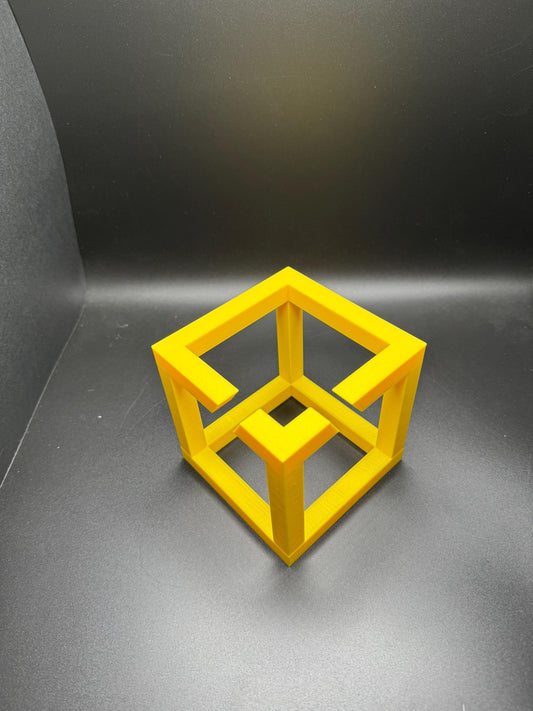 Impossible Cube Puzzle | M.C. Escher Inspired Irrational Object | Optical Illusion 3D Perspective Art | Unique Modern Decor