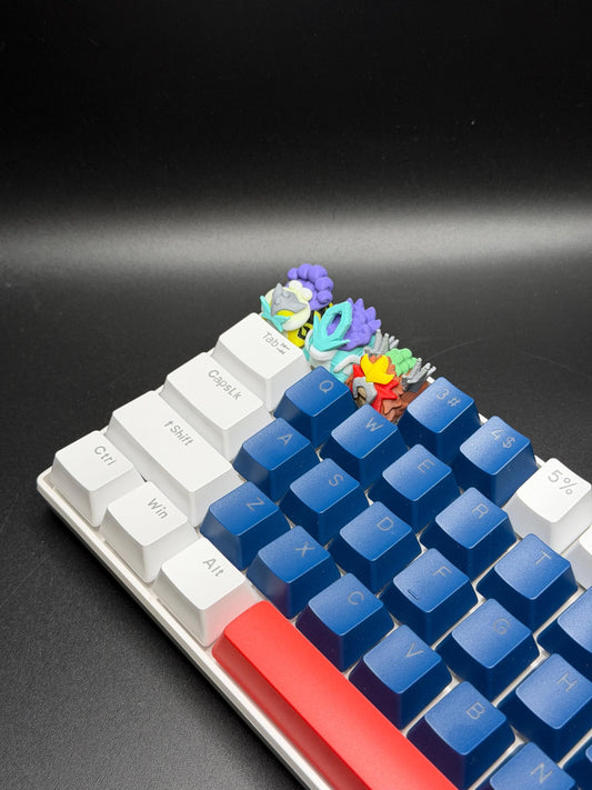 Handmade Inspired By Legendary Beasts Pokemon Keycaps for Cherry MX - Custom Artisan - Entei Suicune Raikou - Perfect Anime Fan Gift