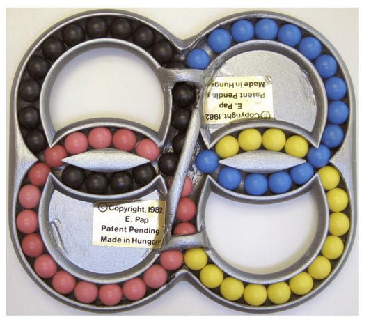 Hungarian Rings Quad Puzzle Game - Sliding Color – Devil’s Circles Marble Brain Teaser, Color Matching Logic Toy for Adults & Kids