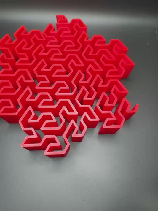 Gosper Curve Puzzle - Fractal Art for Home Décor, Unique Mathematical Gift, Educational Toy & Brain Teaser for Adults and Kids - 3D Printed