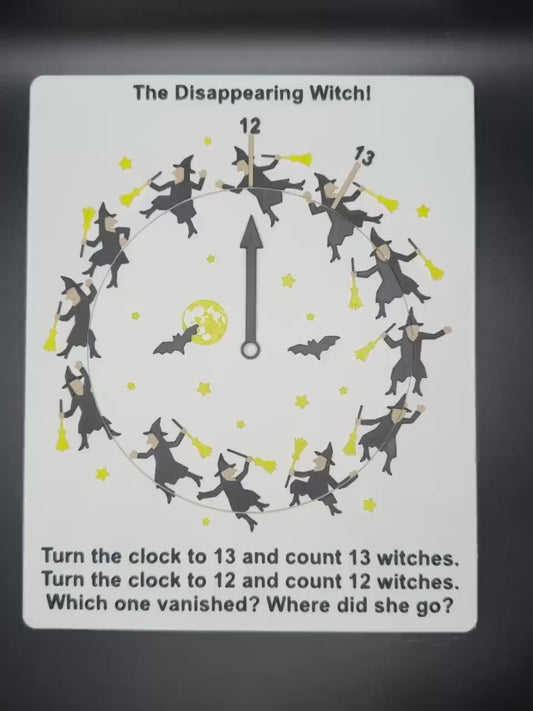 Disappearing Witch Puzzle - Count the Witches! 12 or 13? Fun Family Game with Hidden Objects & Brain Teaser Based on Disappearing Bicyclist