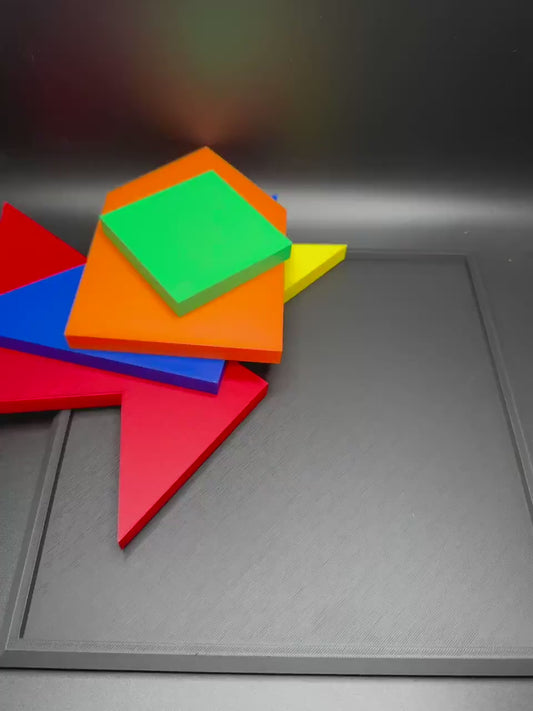 Square Puzzle - 3D Printed Fit All 5 Shapes Inside Box, Great Gift for Puzzle Lovers & STEM Educational Tool