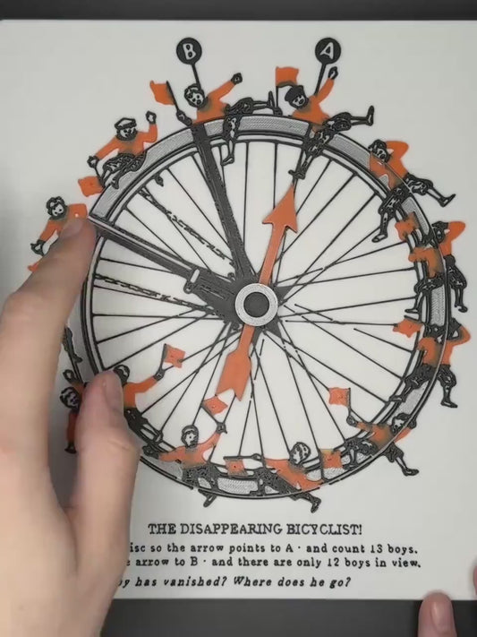 Disappearing Bicyclist Puzzle: Vintage Optical Illusion Puzzle by Sam Loyd, High Quality 3D Print, Fun & Engaging for All Ages