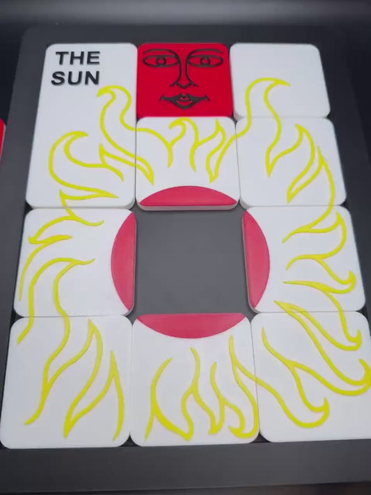 The Sun Sliding Puzzle - Large 3D Printed Puzzle, Interactive Sliding Piece Challenge, Get the Sun Square In The Middle, Mind Teasing Fun
