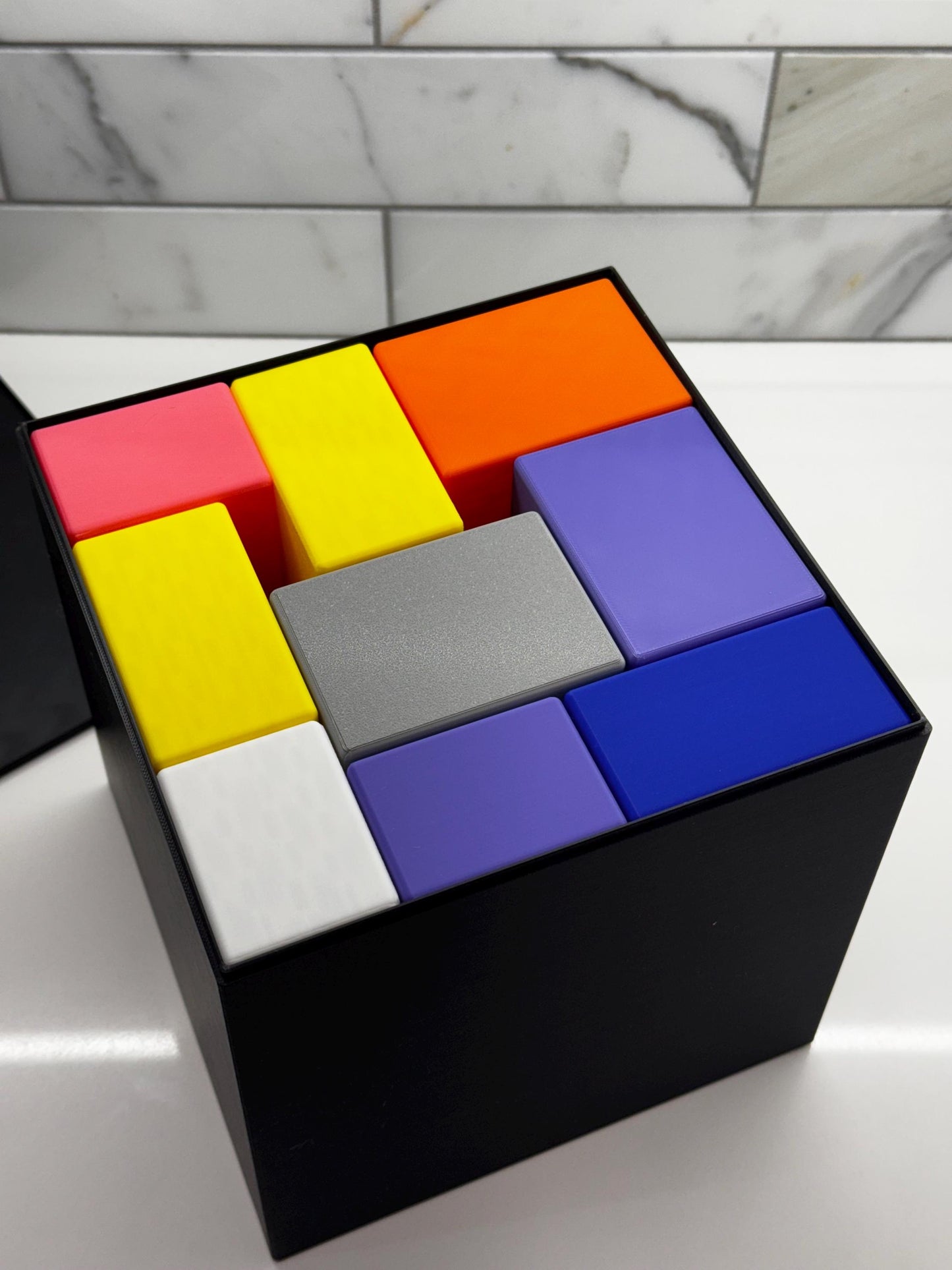 Knuth’s Packing Puzzle - Unique Brain Teaser, 28 Cuboids Challenge, Fun & Educational 3D Printed Cube Game, Perfect Gift Idea