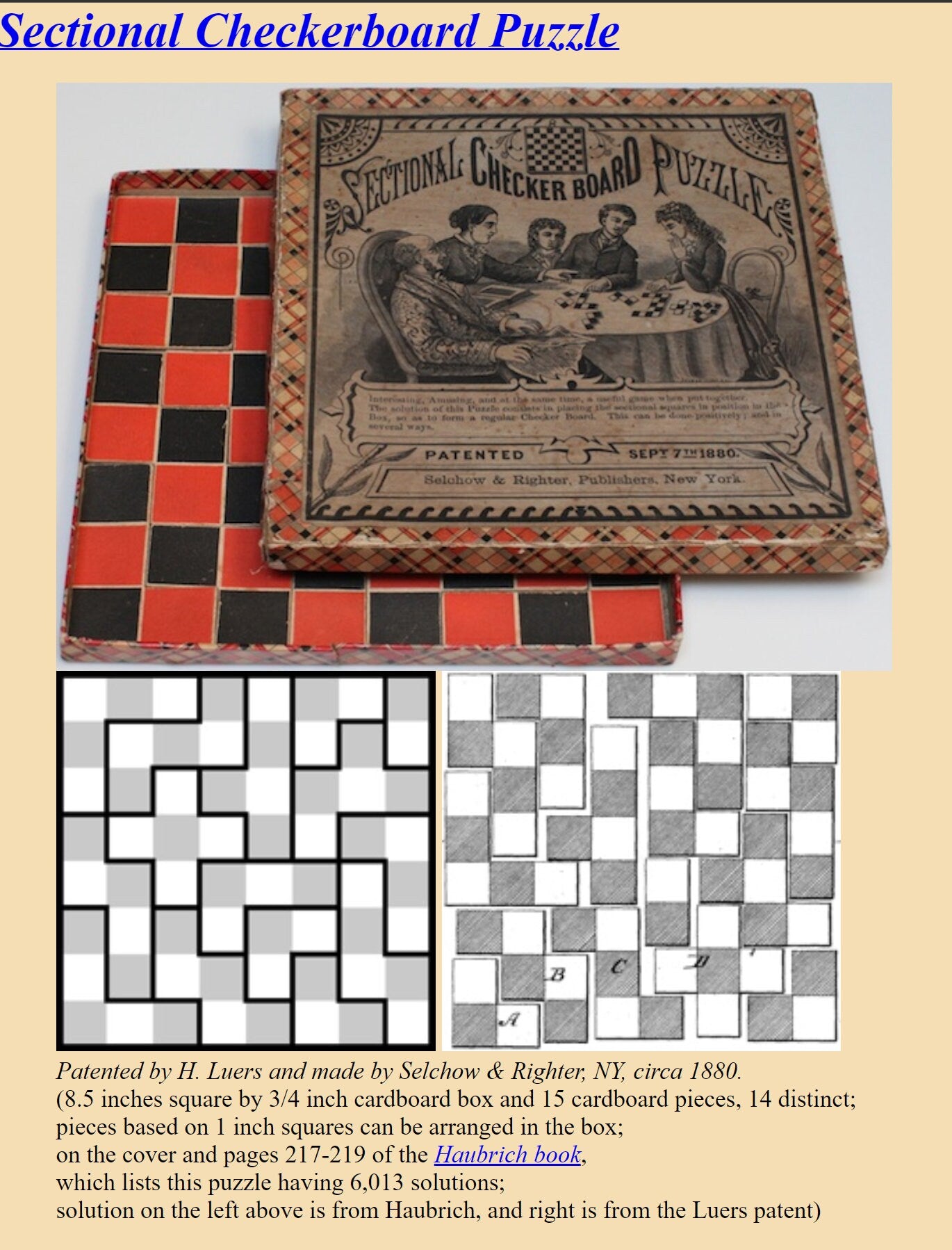 Antique Checkerboard Dissection Puzzle