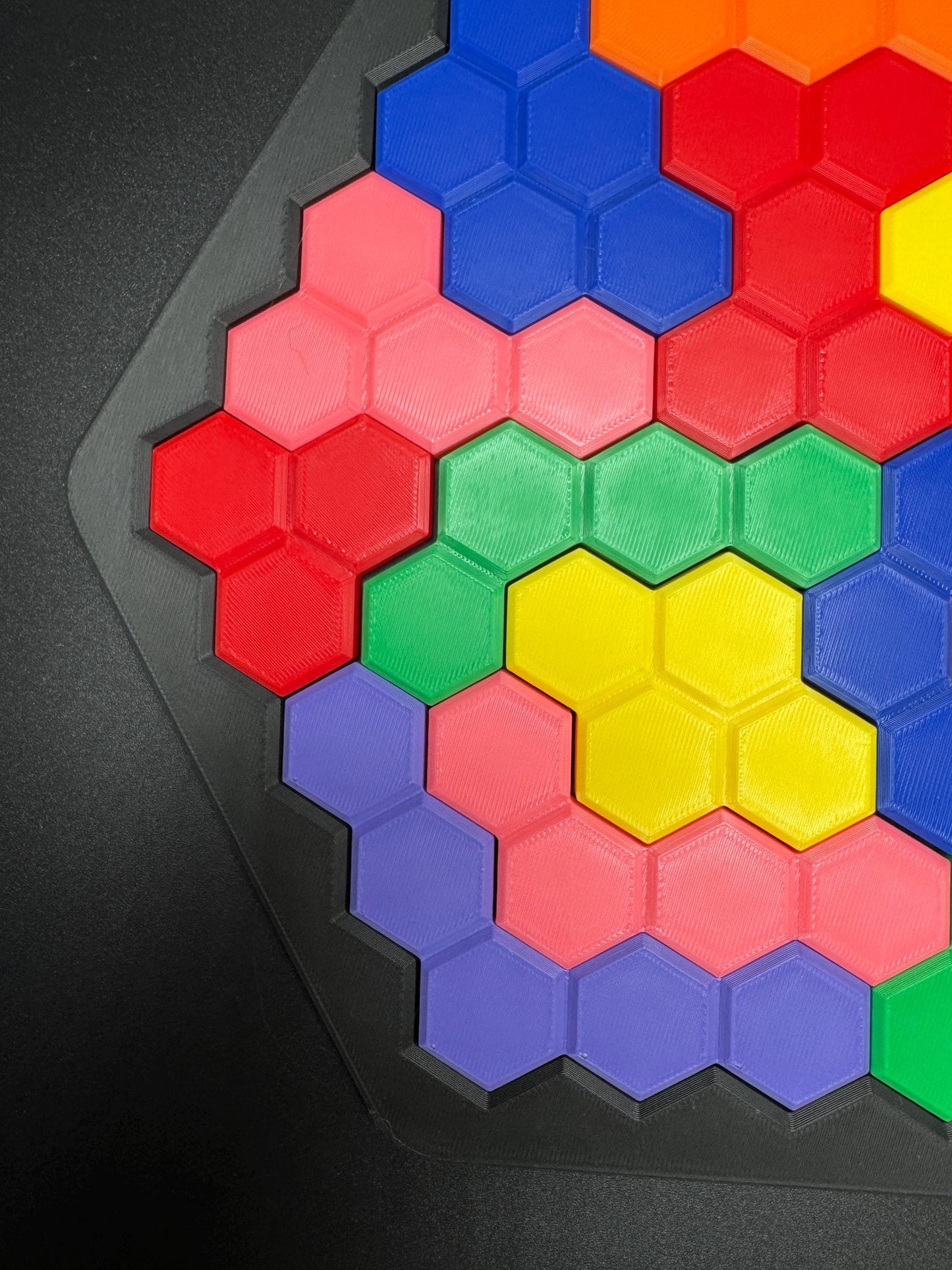 Hexagon Puzzle Brain Teaser - Difficult 3D Printed Puzzle, Brain Teaser for All Ages, 14 Unique Pieces & Hexagon Base - Large 240x210mm Game