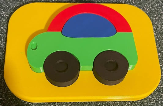 Car Shape Puzzle for Kids - Motor Skills Development and Shape Orientation - Fun & Decorative Insertion Puzzle - 3D Printed