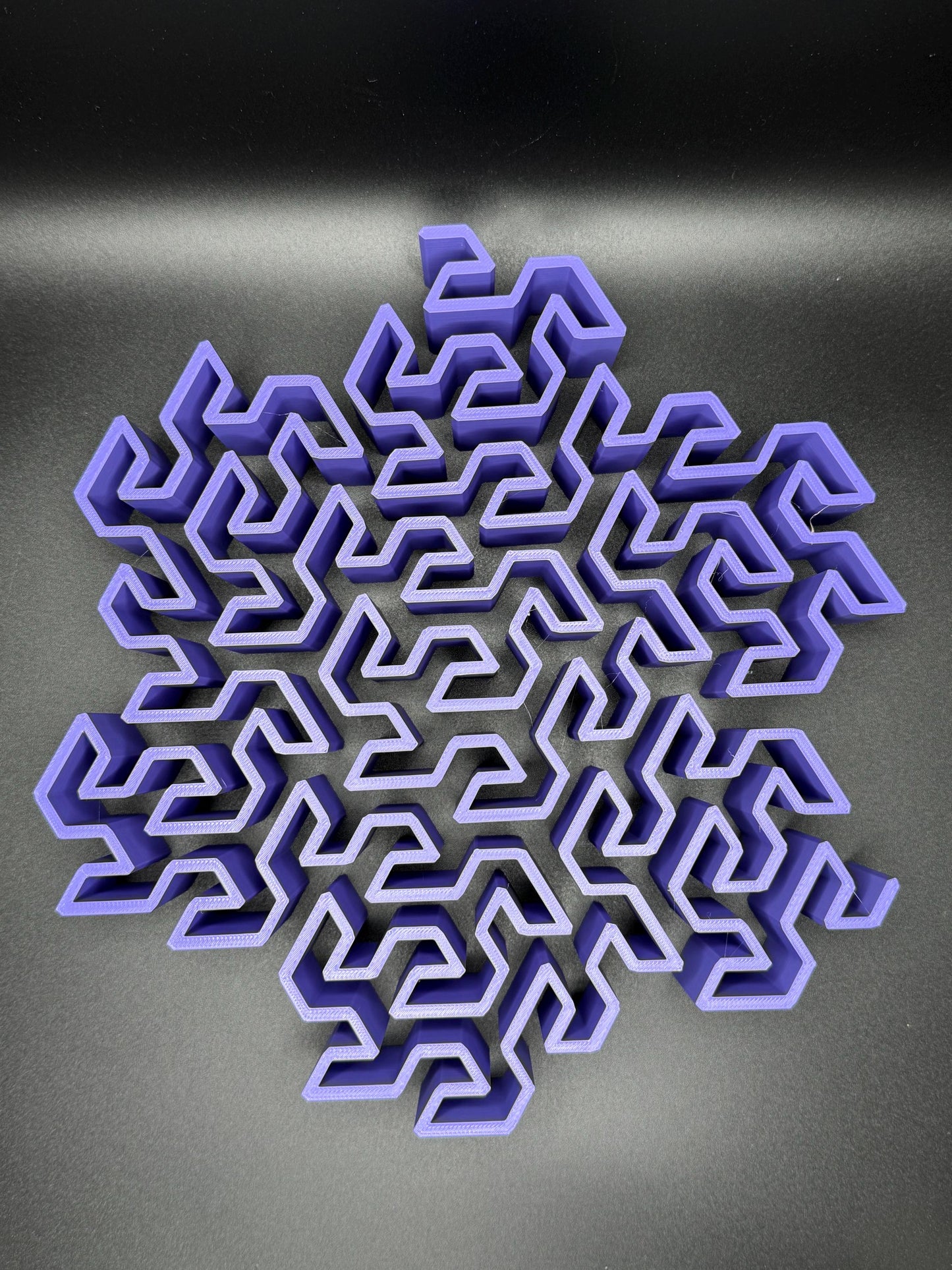 Gosper Curve Puzzle - Fractal Art for Home Décor, Unique Mathematical Gift, Educational Toy & Brain Teaser for Adults and Kids - 3D Printed