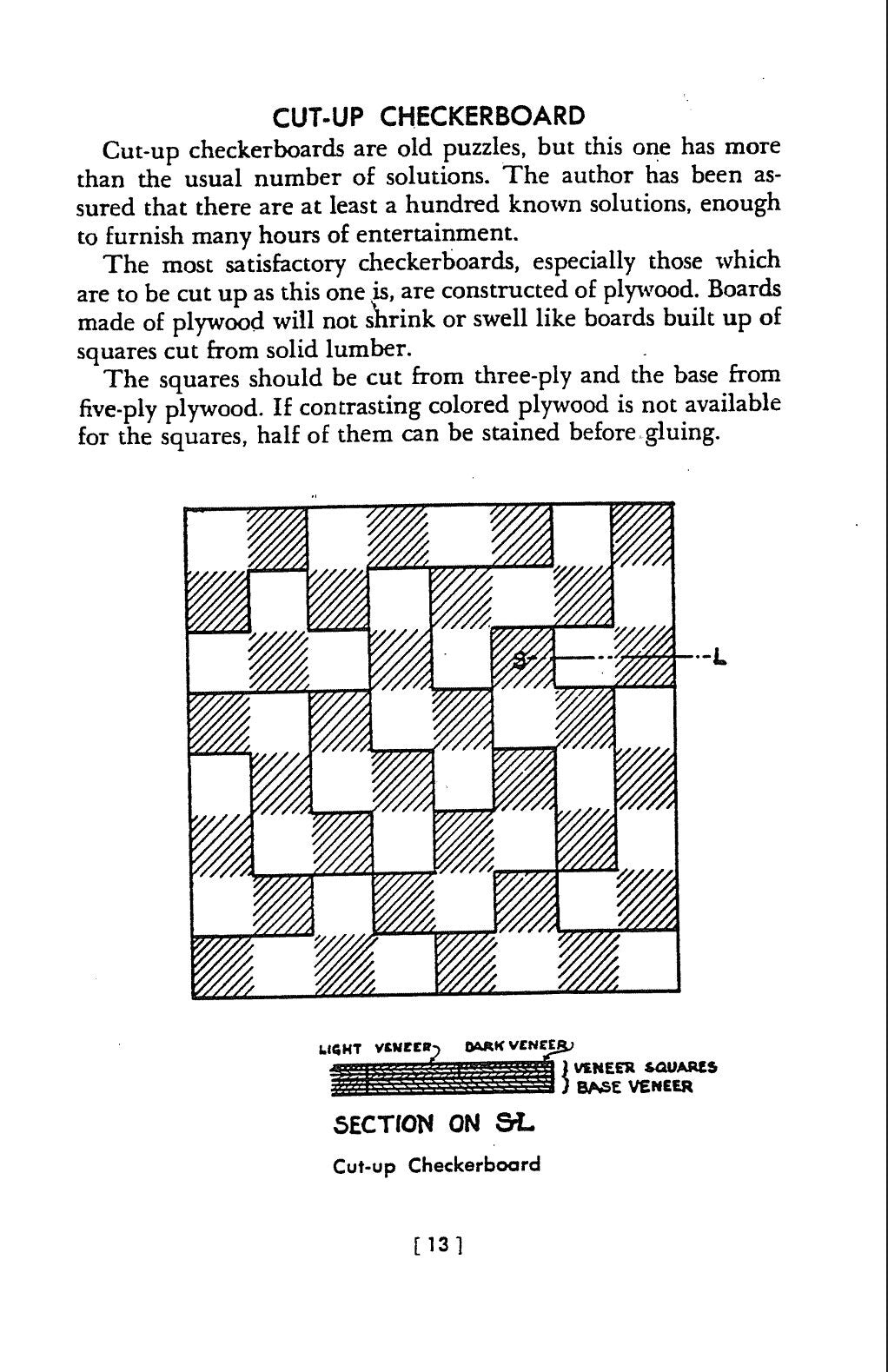 Checkerboard Dissection Puzzle by E. M. Wyatt