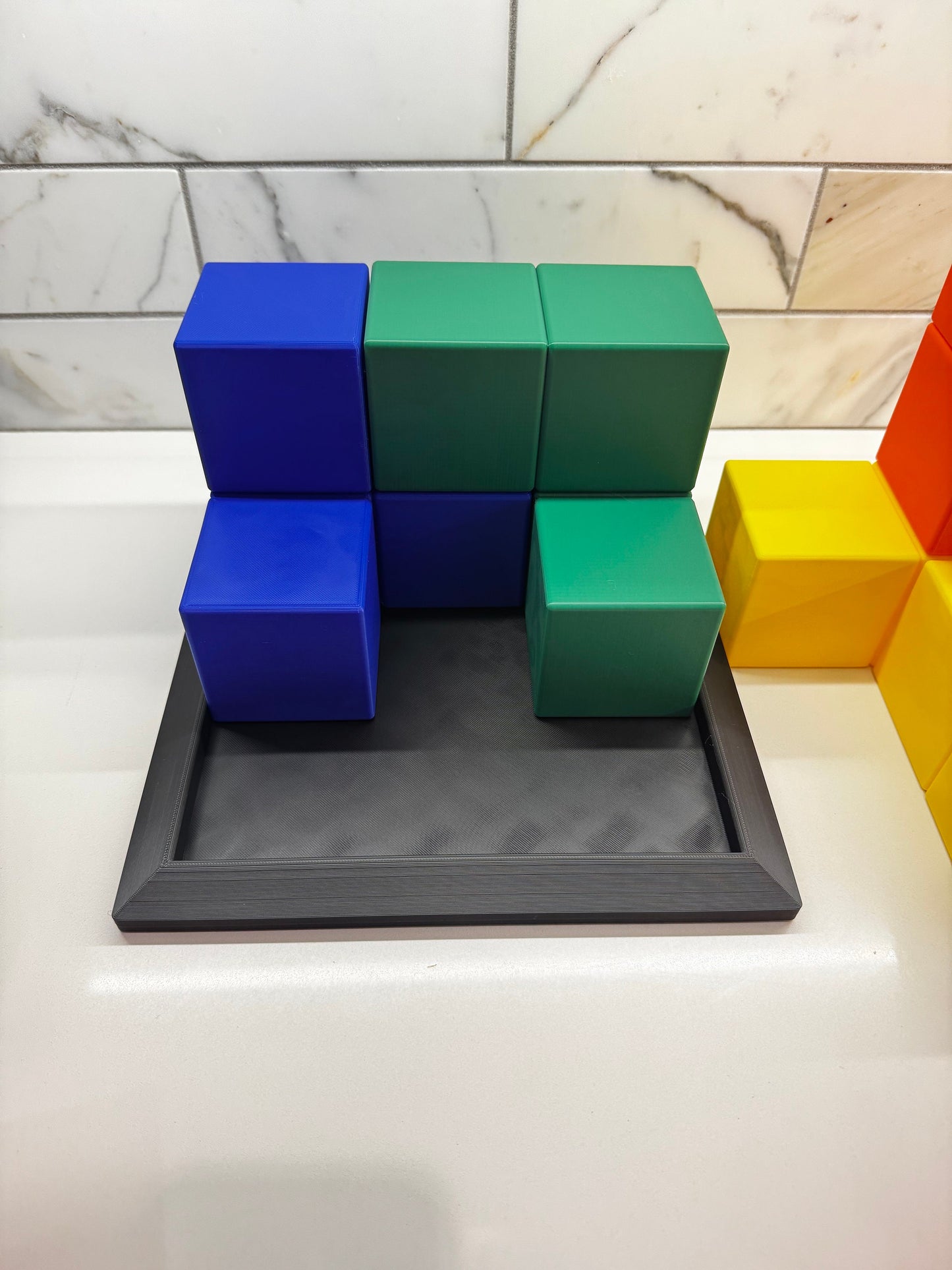 Soma Cube Puzzle - 7 Piece 3D Printed Brain Teaser with Display Base - Retro Game by Piet Hein - 240 Solutions